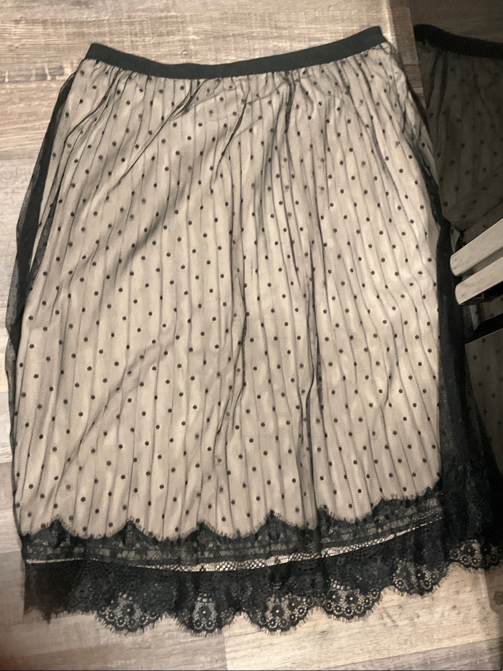 Worthington Black Polka Dot Tulle Midi Skirt